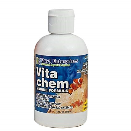 Boyd Vita-Chem Marine Formula — 4 fl oz bottle of liquid vitamin and amino acid supplement for saltwater fish and marine invertebrates. Manufacturer product photo.
